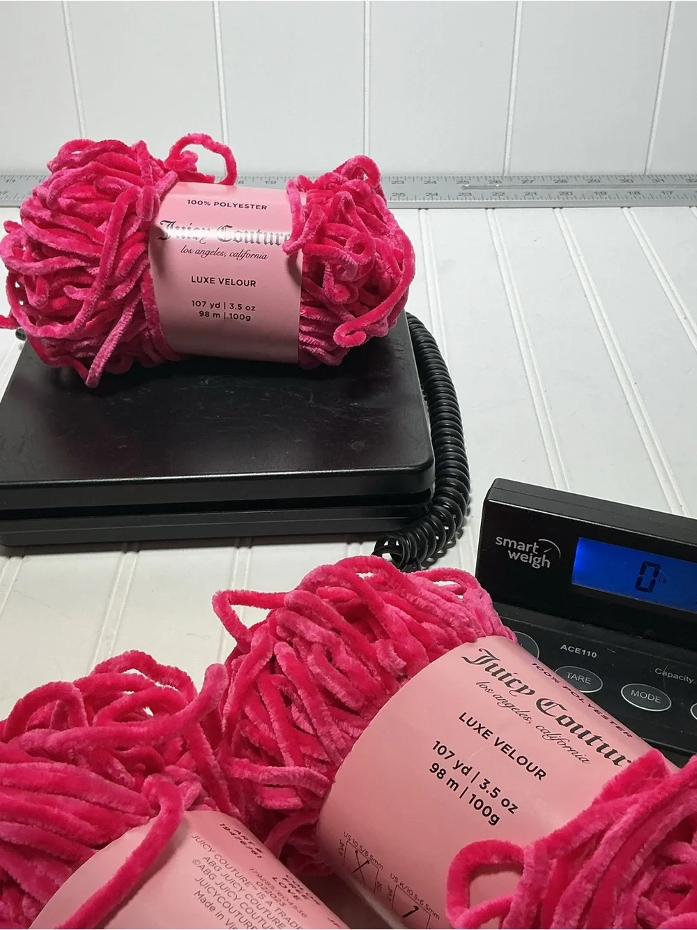 Lot of 3-  Juicy Couture Luxe Velour Yarn Free Love Size 5- Chunky Full Skeins